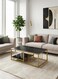 Galaxy Design Marble Coffee Table GDF-MF7905 (Black) &ndash; Rectangular Center Table with Golden Steel Legs
