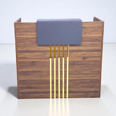 Galaxy Design Modern Reception Desk &ndash; Walnut Wood Office Front Desk with Drawer &amp; Cabinet