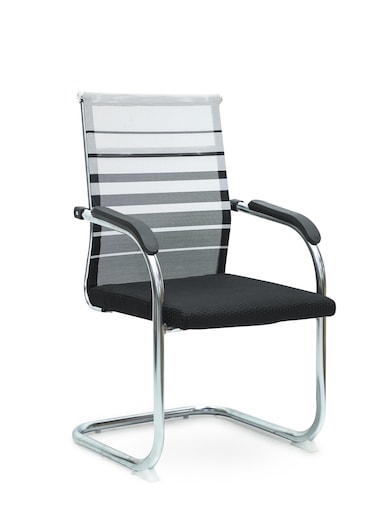 Galaxy Design Dual Tone Office Chair (White &amp; Black) &ndash; Ergonomic Mesh Visitor Chair with Chrome Metal Frame