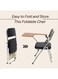 Galaxy Design Folding Study Chair with Brown Writing Pad &ndash; Ergonomic Metal Frame Portable Study Chair for Students &amp; Home Office Use