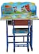 Galaxy Design Blue Adjustable Kids Study Table and Chair Set &ndash; Ergonomic Homework Desk with Storage Shelf, Abacus &amp; Clock, Cartoon Theme Study Table for Kids (Ages 3&ndash;12)
