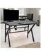 Galaxy Design Gaming Desk with LED Lights GDF-MH124-BLACK &ndash; Gaming Table with Cup Holder &amp; Headphone Hook