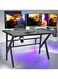 Galaxy Design Gaming Desk with LED Lights GDF-MH124-BLACK &ndash; Gaming Table with Cup Holder &amp; Headphone Hook