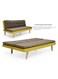 Galaxy Design Modern 3-Seater Sofa &ndash; Brown &amp; Yellow Soft Fabric Sofa with Wooden Legs, Convertible Foldable Futon Bed for Living Room