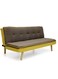 Galaxy Design Modern 3-Seater Sofa &ndash; Brown &amp; Yellow Soft Fabric Sofa with Wooden Legs, Convertible Foldable Futon Bed for Living Room