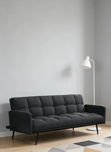 Galaxy Design Convertible Modern Linen Sofa Bed &ndash; Comfy Sleeper Sofa with Adjustable Backrests, Foldable Couch Bed for Small Spaces, Living Room &amp; Bedroom (193 x 83 x 75 cm, Black)