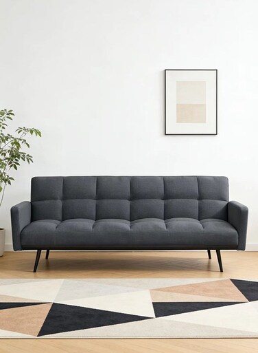 Galaxy Design Convertible Modern Linen Sofa Bed &ndash; Comfy Sleeper Sofa with Adjustable Backrests, Foldable Couch Bed for Small Spaces, Living Room &amp; Bedroom (193 x 83 x 75 cm, Black)