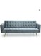 Galaxy Design Grey 3-Seater Sofa Cum Bed &ndash; Soft PU Velvet Convertible Futon Sofa with Golden Legs, Foldable Sleeper Sofa for Living Room
