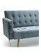 Galaxy Design Grey 3-Seater Sofa Cum Bed &ndash; Soft PU Velvet Convertible Futon Sofa with Golden Legs, Foldable Sleeper Sofa for Living Room