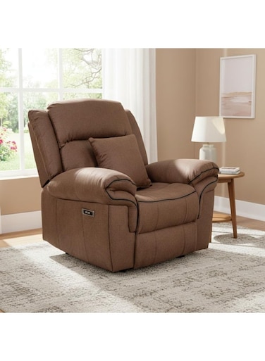 Galaxy Design Electric Recliner Chair &ndash; Mocha Velvet Lazy Sofa with 360&deg; Swivel &amp; Rocking Motion