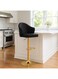 Galaxy Design Black Leather Bar Stool Chair &ndash; Adjustable Swivel Bar Chair with Golden Metal Base, PU Leather Upholstered High Stool for Kitchen &amp; Counter