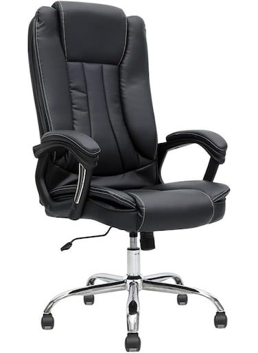Galaxy Design Black Executive Office Chair &ndash; High Back Ergonomic Boss Chair with Lumbar Support, PU Leather Computer Desk Chair for Home &amp; Office