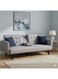 Galaxy Design Light Grey 3-Seater Sofa Cum Bed &ndash; Ribbed Velvet Convertible Futon Sofa with Wooden Legs