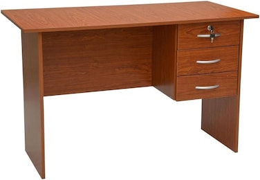 Galaxy Design Cherry Wooden Office Desk with 3 Drawers &amp; Key Lock &ndash; Executive Work Desk with Storage for Home &amp; Office