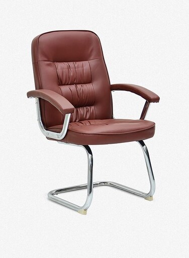 Galaxy Design Brown Office Visitor Chair &ndash; Ergonomic Chair with Lumbar Support, Chrome Cantilever Base, Faux Leather Seat &amp; Padded Armrests