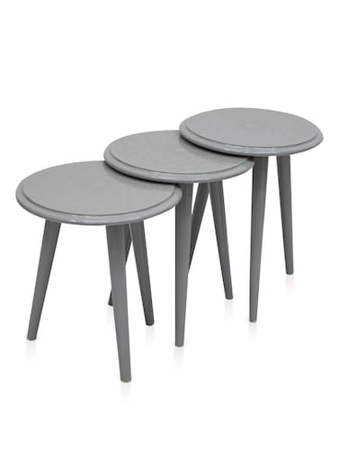 Galaxy Design Modern 3-Piece Nesting Table Set GDF-MH111 &ndash; Space-Saving Elegant Coffee &amp; Side Tables for Living Room (Grey)
