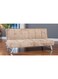Galaxy Design Modern Channel-Tufted Futon GDF-MH1129SB &ndash; Light Brown Convertible Sofa with Polished Metal Base for Living Room &amp; Studio