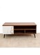 Galaxy Design Red Walnut Wooden Coffee Table &ndash; Modern Living Room Table with White Marble Door &amp; Open Shelves Storage Unit