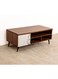 Galaxy Design Red Walnut Wooden Coffee Table &ndash; Modern Living Room Table with White Marble Door &amp; Open Shelves Storage Unit