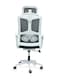 Galaxy Design Grey &amp; White Mesh Office Chair &ndash; Ergonomic Desk Chair with Lumbar Support, Adjustable Headrest, Breathable Backrest &amp; Height Adjustment