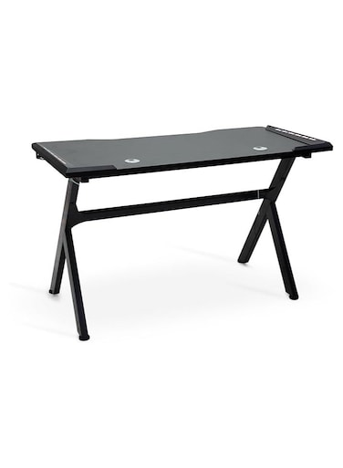 Galaxy Design Gaming Computer Desk GDF-MH127 Black &ndash; Ergonomic Gaming Table with Headphone Hook, Cable Management &amp; Sturdy Metal Frame for Gaming, Study &amp; Home Office