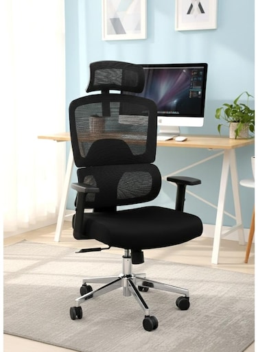 Galaxy Design Black Ergonomic Office Chair &ndash; High Back Mesh Chair with Lumbar Support &amp; Adjustable Headrest for Home &amp; Office
