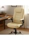 Galaxy Design Off-White PU Leather Office Chair &ndash; Ergonomic Desk Chair with Headrest, Foldable Armrests, Lumbar Support &amp; Cushioned Seat for Home, Office &amp; Gaming
