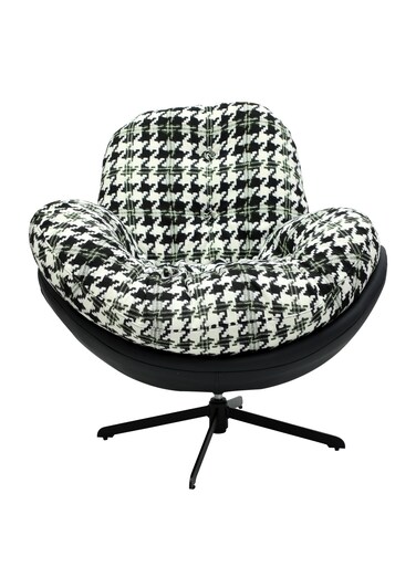 Galaxy Design Modern Swivel Accent Lounge Chair GDF-MH1024 &ndash; Cushioned Fabric Armchair with 360&deg; Rotation &amp; Metal Base for Living Room, Bedroom &amp; Office (Black &amp; White)
