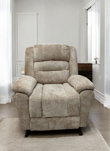 Galaxy Design Plush Manual Recliner Chair GDF-MH1804 Beige &ndash; Adjustable Backrest &amp; Footrest, Comfortable Lounge Chair for Living Room &amp; Bedroom