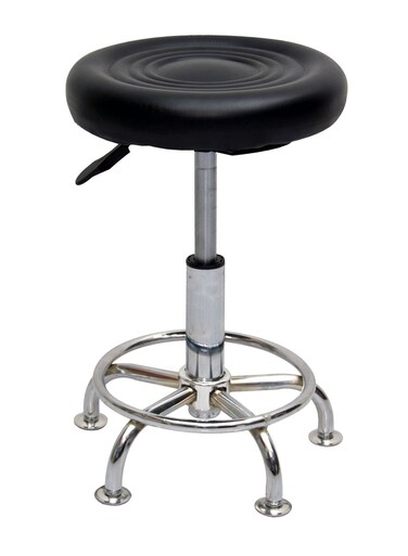 Galaxy Design Black &amp; Silver Bar Stool Chair &ndash; Adjustable Height PU Leather Bar Chair with Steel Base, Footrest &amp; 360&deg; Swivel for Kitchen Island &amp; Bar Counter