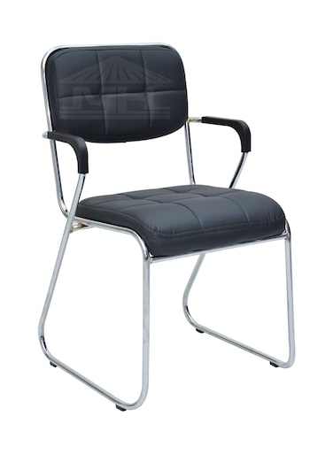 Galaxy Design Black Visitor Office Chair &ndash; Ergonomic Chair with Faux Leather Seat &amp; Back Support for Office &amp; Reception