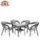 Galaxy Design Grey &amp; Black Rattan Dining Table Set &ndash; 4-Seater Square Glass Top Table with Wicker Chairs for Indoor, Balcony, Patio &amp; Garden Use