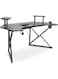 Galaxy Design Black C-Shaped Gaming Table with Dual Monitor Riser &ndash; Carbon Fiber Texture, Cup Holder &amp; Headphone Hook Gaming Desk for Office &amp; Gaming Setup