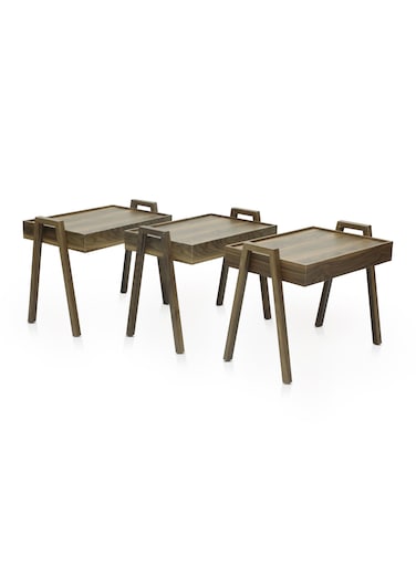 Galaxy Design Walnut Nesting Table Set of 3 &ndash; Rectangular Stackable Coffee Tables, Space-Saving Side Tables for Living Room, Bedroom &amp; Office