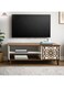 Galaxy Design Wenge &amp; White Wooden TV Stand &ndash; 120 cm Media Unit with Storage Shelf &amp; Decorative Flower Pattern Door for Living Room