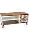 Galaxy Design Wenge &amp; White Wooden TV Stand &ndash; 120 cm Media Unit with Storage Shelf &amp; Decorative Flower Pattern Door for Living Room