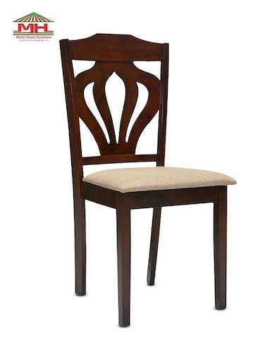 Galaxy Design Dark Brown Wooden Armless Dining Chair &ndash; Cushioned Fabric Seat Wood Chair for Dining Room &amp; Living Room
