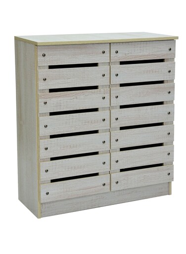 Galaxy Design Wooden Shoe Rack GDF-MH512 Grey &ndash; Storage Cabinet with 2 Doors, 2 Wide Cupboards &amp; 4 Shelves for Home Organization