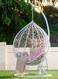 Galaxy Design White Wicker Egg Swing Chair with Stand &ndash; Hanging Chair with Cushions for Indoor &amp; Outdoor Use
