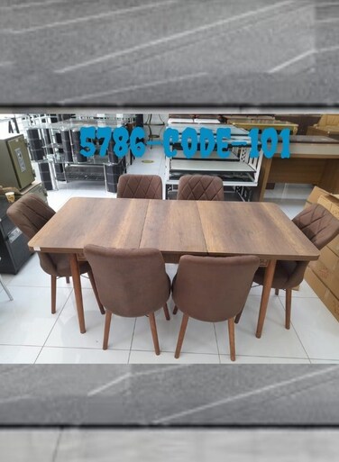 Galaxy Design Modern Turkey Model Wooden Extendable Dining Table with 6 Chairs &ndash; Space-Saving Dining Set for Home &amp; Living Room
