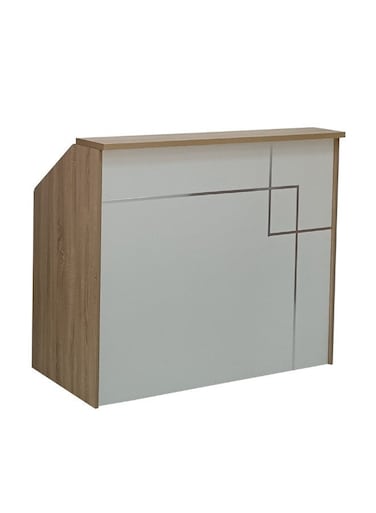 Galaxy Design Front Desk Reception Table &ndash; Modern Wooden Reception Counter with Cabinet for Salon, Spa, Lobby &amp; Office Use