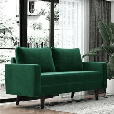 Galaxy Design Premium 2-Seater Living Room Sofa &ndash; Velvet Fabric Upholstered Loveseat