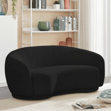 Galaxy Design Rounded Back Boucl&eacute; Sofa (Black) &ndash; Modern Curved Upholstered Couch