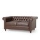 Galaxy Design Modern Handmade Chesterfield 2-Seater Sofa (Dark Brown) &ndash; Button Tufted Leatherette Loveseat