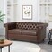 Galaxy Design Modern Handmade Chesterfield 2-Seater Sofa (Dark Brown) &ndash; Button Tufted Leatherette Loveseat