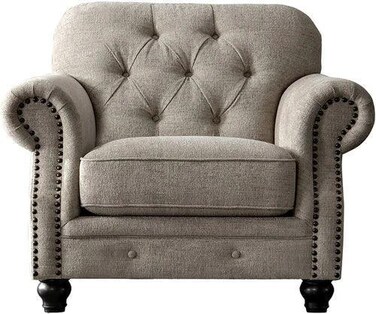 Galaxy Design Chesterfield Diamond Tufted Armchair Sofa (Grey) &ndash; Classic Upholstered Single Seater