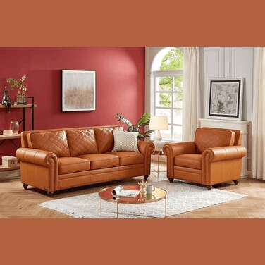 Galaxy Design 3+1 Seater Wooden Sofa Set Brown &ndash; Handmade Modern Living Room Sofa