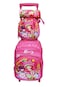 Cartoon Printed Kids School Trolley Backpack Set, 3 Pieces, 16.5 Inch Rolling Bag Lunch Box Pencil Case.Pink Berry