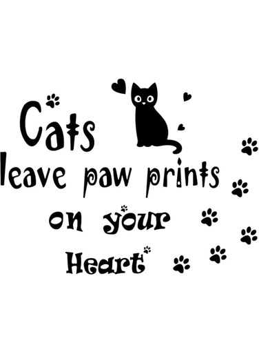 BPA&reg; Cats Wall Decals Black Cat Wall Stickers Cats Leave Paw Prints on Your Hearts Stickers Cute Animals Decals for Living Room Bedroom Pet Hospital Decorations Wall Sticker Vinyl Transfer