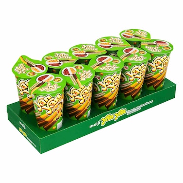 Meiji Yan Yan Hazelnut Chocolate Flavoured Dip Biscuit Snack, 44g Pack of 10